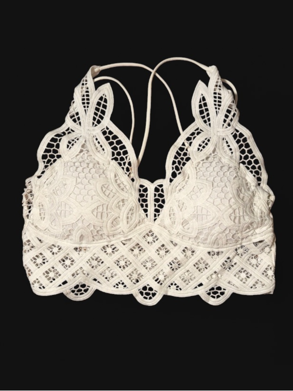 White Lace Crochet Bralette Boho Coquette Festival Top M